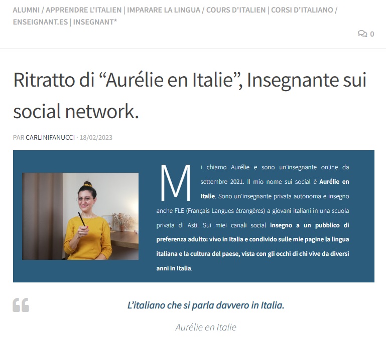 Université Grenoble - article Aurélie en Italie